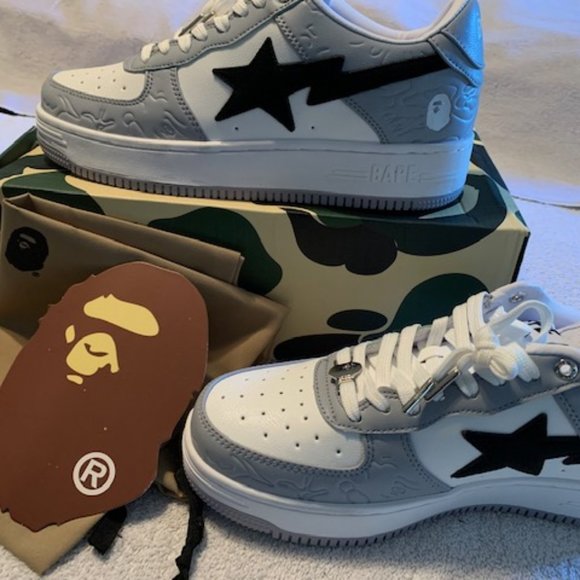 Bape Courtsta Shoes Grey, White, Black Men\'s Shoes size 10.5 Bapesta wit… main image 12